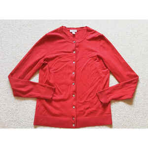 Womens Sweater-CHARTER CLUB-red rayon blend cardigan Preppy Capsule ls-M